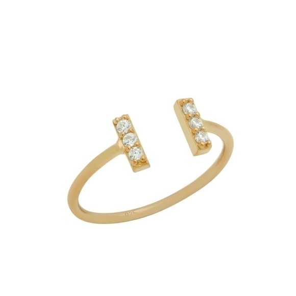 NWOT STERLING SILVER 18k Yellow Gold Plated CZ RING SIZE 7 Adjustable - Picture 3 of 16